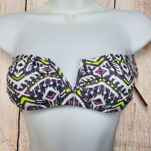 XHILARATION Gray Bandeau‎ Swimwear Top New